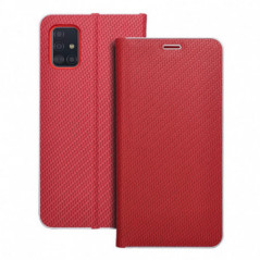 Peněženkové pouzdro LUNA Book Carbon na Samsung Galaxy A51 LTE Uhlíkové vlákno, Elegantní  Červený