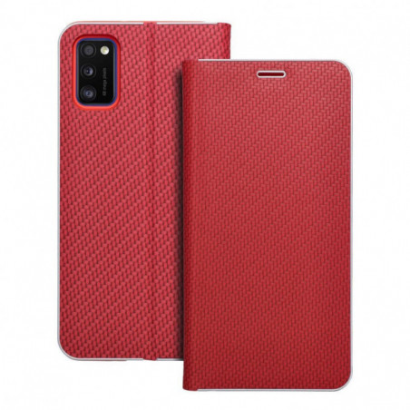Peněženkové pouzdro LUNA Book Carbon na Samsung Galaxy A41 Uhlíkové vlákno, Elegantní  Červený