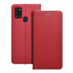 Peněženkové pouzdro LUNA Book Carbon na Samsung Galaxy A21s Uhlíkové vlákno, Elegantní  Červený