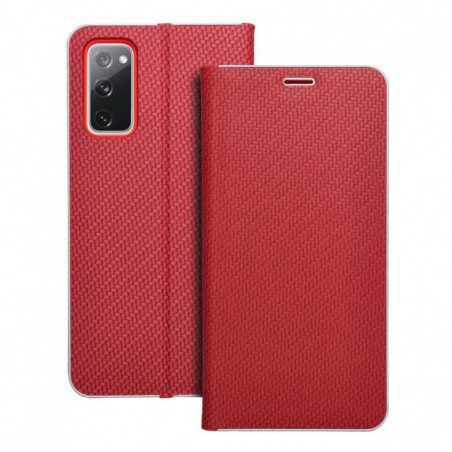 Peněženkové pouzdro LUNA Book Carbon na Samsung Galaxy S20 FE Uhlíkové vlákno, Elegantní  Červený