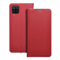 Peněženkové pouzdro LUNA Book Carbon na Samsung Galaxy A12 Uhlíkové vlákno, Elegantní  Červený