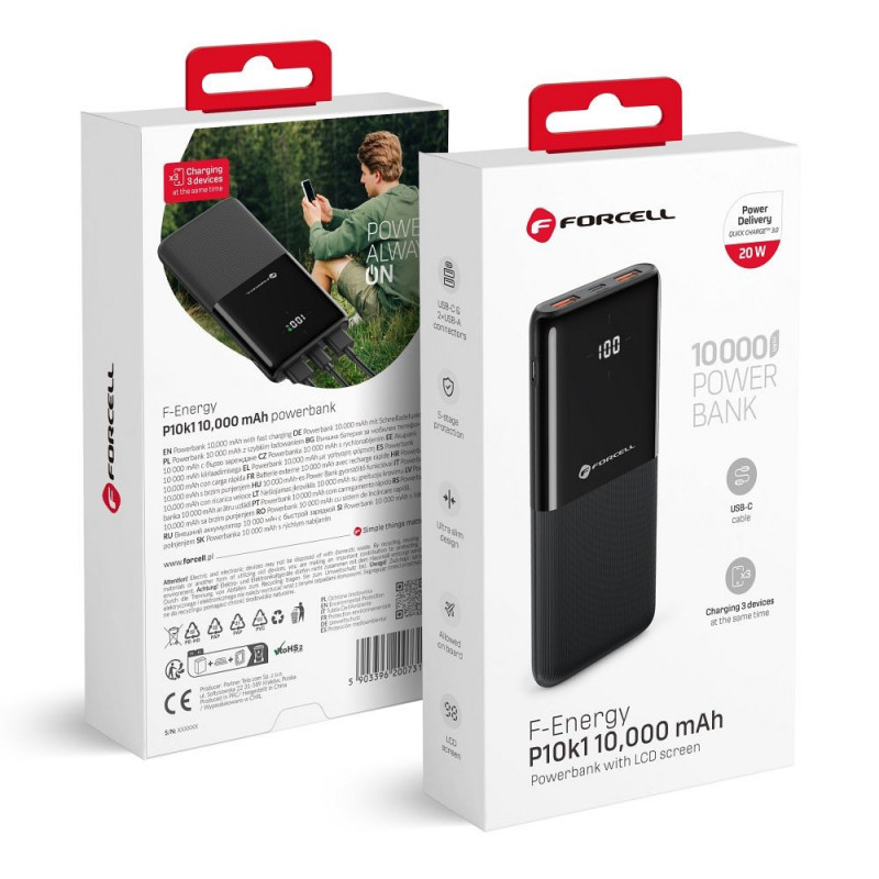 Forcell Power bank F-Energy P10k1 PD 20W QC 10000mah černá Forcell Power bank F-Energy P10k1 PD 20W QC 10000mah černá