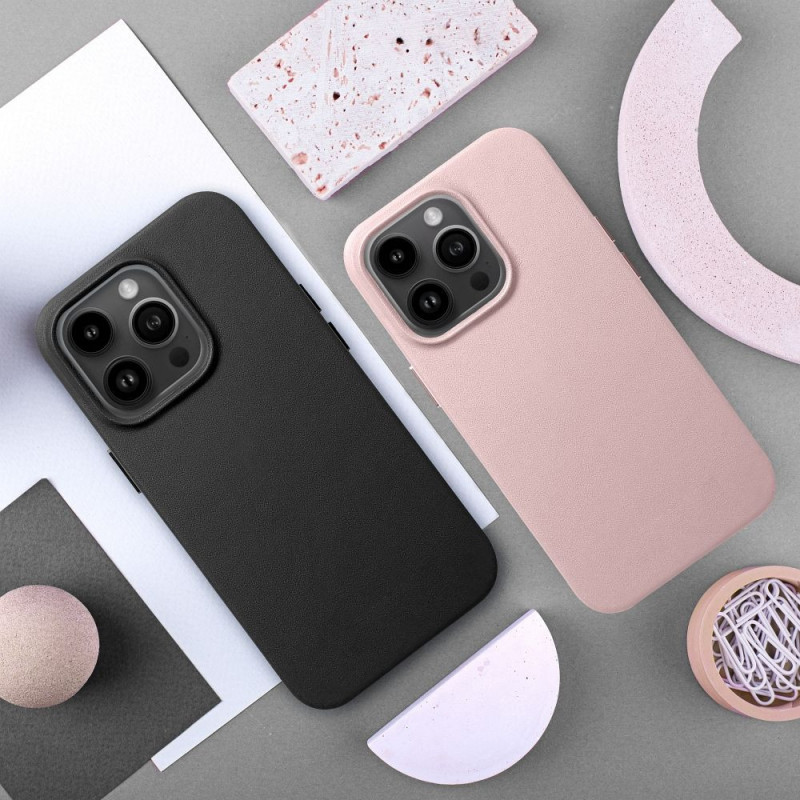 Kryt Leather Mag Cover na Samsung Galaxy S25 Plus Elegantní  MagSAFE  Pískově růžový