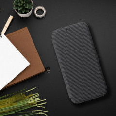Peněženkové pouzdro FOLIO Side Magnet na Motorola Moto G35 Elegantní, Karbonový vzor  Šedý