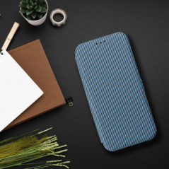 Peněženkové pouzdro FOLIO Side Magnet na Motorola Moto G35 Elegantní, Karbonový vzor  Modrý