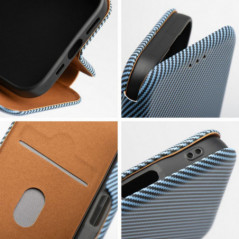 Peněženkové pouzdro FOLIO Side Magnet na Motorola Moto G35 Elegantní, Karbonový vzor  Modrý