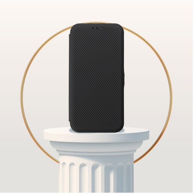 Peněženkové pouzdro FOLIO Side Magnet na Motorola Moto G35 Elegantní, Karbonový vzor  Černý