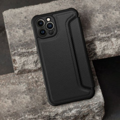 Peněženkové pouzdro Razor Book na Apple iPhone 16e Uhlíkové vlákno, Karbonový vzor  Černý