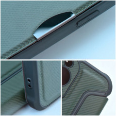 Peněženkové pouzdro Razor Book na XIAOMI Redmi Note 14 4G Uhlíkové vlákno, Karbonový vzor  Tmavě zelený