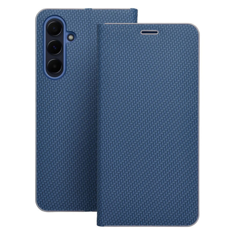 Peněženkové pouzdro LUNA Book Carbon na XIAOMI Redmi Note 14 4G Uhlíkové vlákno, Elegantní  Modrý