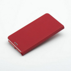 Peněženkové pouzdro LUNA Book Carbon na XIAOMI Redmi 15C Uhlíkové vlákno, Elegantní  Červený