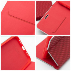 Peněženkové pouzdro LUNA Book Carbon na XIAOMI Redmi 15C Uhlíkové vlákno, Elegantní  Červený