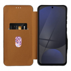 Peněženkové pouzdro FOLIO Side Magnet na Motorola Moto G55 Elegantní, Karbonový vzor  Hnědý