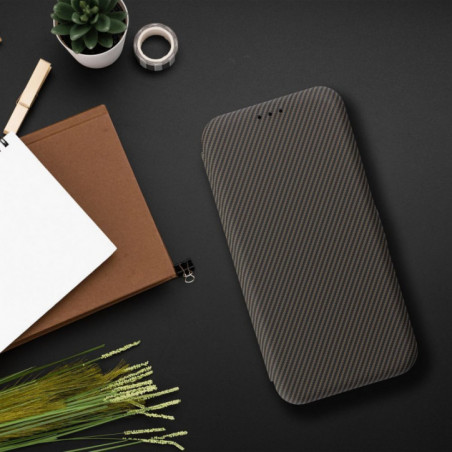 Peněženkové pouzdro FOLIO Side Magnet na Motorola Moto G75 Elegantní, Karbonový vzor  Hnědý