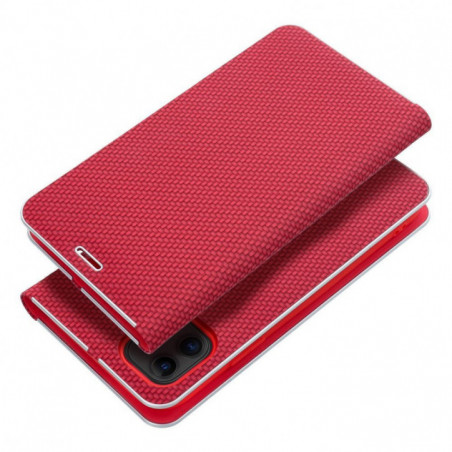 Peněženkové pouzdro LUNA Book Carbon na Apple iPhone 17 Pro Uhlíkové vlákno, Elegantní  Červený
