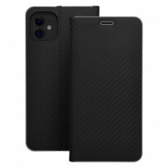 Peněženkové pouzdro LUNA Book Carbon na Apple iPhone 17 Uhlíkové vlákno, Elegantní  Černý