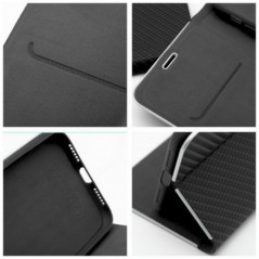 Peněženkové pouzdro LUNA Book Carbon na Apple iPhone 17 Uhlíkové vlákno, Elegantní  Černý
