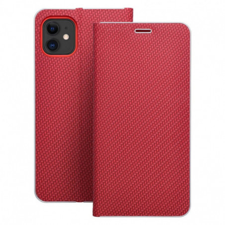 Peněženkové pouzdro LUNA Book Carbon na Apple iPhone 17 Pro Max Uhlíkové vlákno, Elegantní  Červený