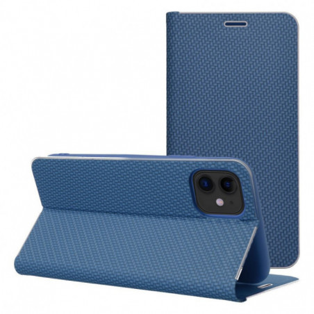 Peněženkové pouzdro LUNA Book Carbon na Apple iPhone 17 Pro Max Uhlíkové vlákno, Elegantní  Modrý