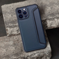 Peněženkové pouzdro Razor Book na Apple iPhone 17 Air Uhlíkové vlákno, Karbonový vzor  Modrý