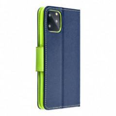 Peňaženkový obal Fancy Book na Apple iPhone 17 Pro Námořnická modrá / Limetkovo zelený