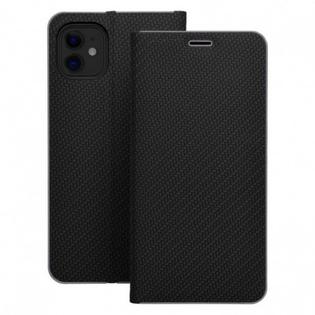 Peněženkové pouzdro LUNA Book Carbon na Apple iPhone 17 Air Uhlíkové vlákno, Elegantní  Černý