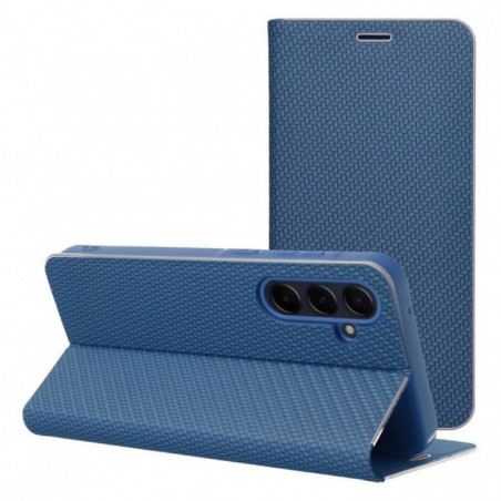 Peněženkové pouzdro LUNA Book Carbon na Samsung Galaxy S25 Edge Uhlíkové vlákno, Elegantní  Modrý