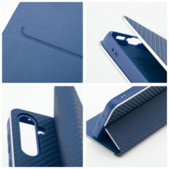Peněženkové pouzdro LUNA Book Carbon na Samsung Galaxy S25 Edge Uhlíkové vlákno, Elegantní  Modrý