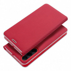Peněženkové pouzdro LUNA Book Carbon na Samsung Galaxy S25 Edge Uhlíkové vlákno, Elegantní  Červený