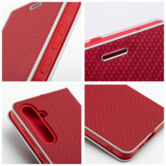 Peněženkové pouzdro LUNA Book Carbon na Samsung Galaxy S25 Edge Uhlíkové vlákno, Elegantní  Červený