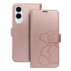 Peněženkové pouzdro MEZZO Book na Samsung Galaxy S25 Edge Růžovo-zlatý