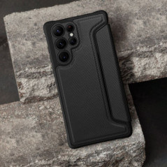 Peněženkové pouzdro Razor Book na Samsung Galaxy S25 FE Uhlíkové vlákno, Karbonový vzor  Černý
