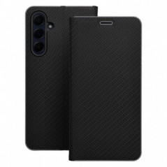 Peněženkové pouzdro LUNA Book Carbon na Samsung Galaxy S25 FE Uhlíkové vlákno, Elegantní  Černý