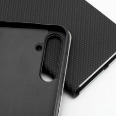 Peněženkové pouzdro LUNA Book Carbon na Samsung Galaxy S25 FE Uhlíkové vlákno, Elegantní  Černý