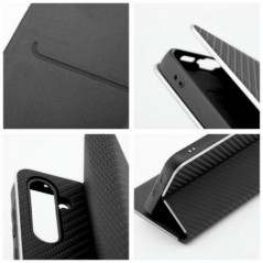 Peněženkové pouzdro LUNA Book Carbon na Samsung Galaxy S25 FE Uhlíkové vlákno, Elegantní  Černý