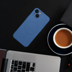 Kryt Silicone Mag Cover na Samsung Galaxy S25 FE MagSAFE  Modrý