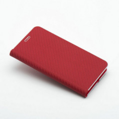 Peněženkové pouzdro LUNA Book Carbon na XIAOMI Redmi 15 4G Uhlíkové vlákno, Elegantní  Červený