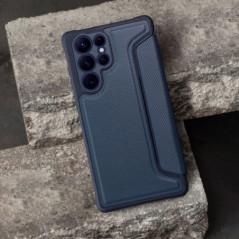 Peněženkové pouzdro Razor Book na Samsung Galaxy A17 Uhlíkové vlákno, Karbonový vzor  Modrý