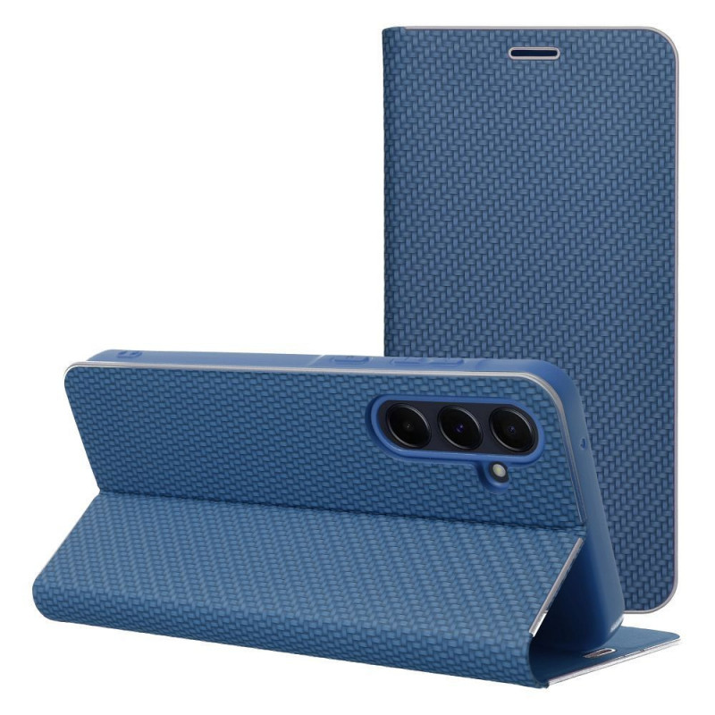 Peněženkové pouzdro LUNA Book Carbon na Samsung Galaxy A17 Uhlíkové vlákno, Elegantní  Modrý