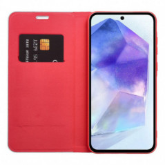 Peněženkové pouzdro LUNA Book Carbon na Samsung Galaxy A17 Uhlíkové vlákno, Elegantní  Červený
