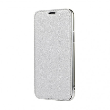 ELECTRO BOOK na Samsung Galaxy S20 Plus FORCELL Obal ze 100% přírodní kůže a TPU Stříbrný