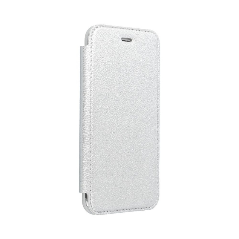 ELECTRO BOOK na Huawei P40 Lite FORCELL Obal ze 100% přírodní kůže a TPU Stříbrný