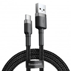 USB kabel Cafule Type C 3A 1M gray+black Černý