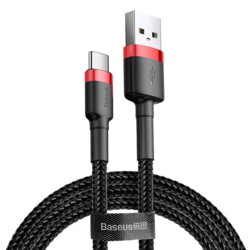 USB kabel Cafule Type C 3A red+red Černý