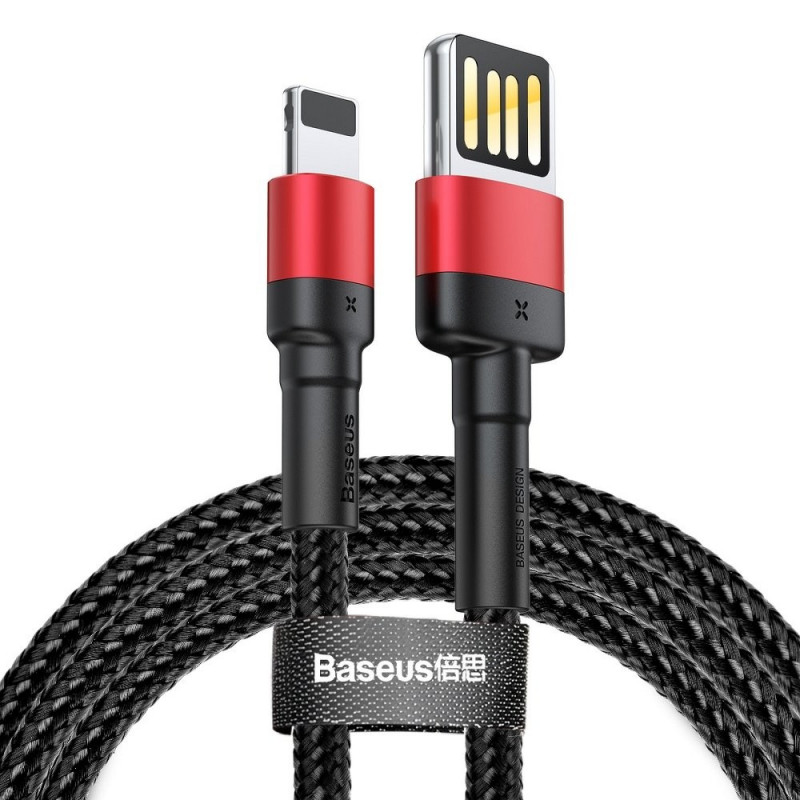 Cafule for iPhone Lightning 8-pin 2,4A 1M grey+black Černý