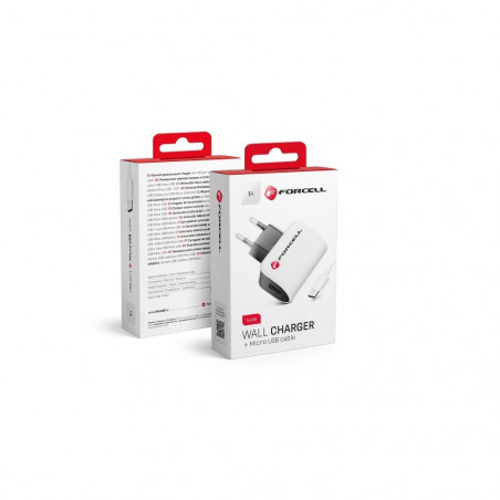 Travel Charger Micro USB Universal 1A + cable Bílý