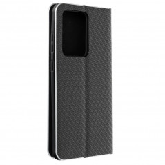LUNA Carbon na Samsung Galaxy S21 Ultra 5G FORCELL Peňaženkový obal Černý