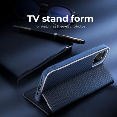 Peněženkové pouzdro LUNA Book Carbon na Samsung Galaxy A72 LTE Uhlíkové vlákno, Elegantní  Modrý