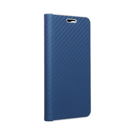 Peněženkové pouzdro LUNA Book Carbon na XIAOMI Redmi Note 10 Pro Uhlíkové vlákno, Elegantní  Modrý