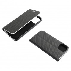 Peněženkové pouzdro LUNA Book Carbon na XIAOMI Redmi Note 10 5G Uhlíkové vlákno, Elegantní  Černý